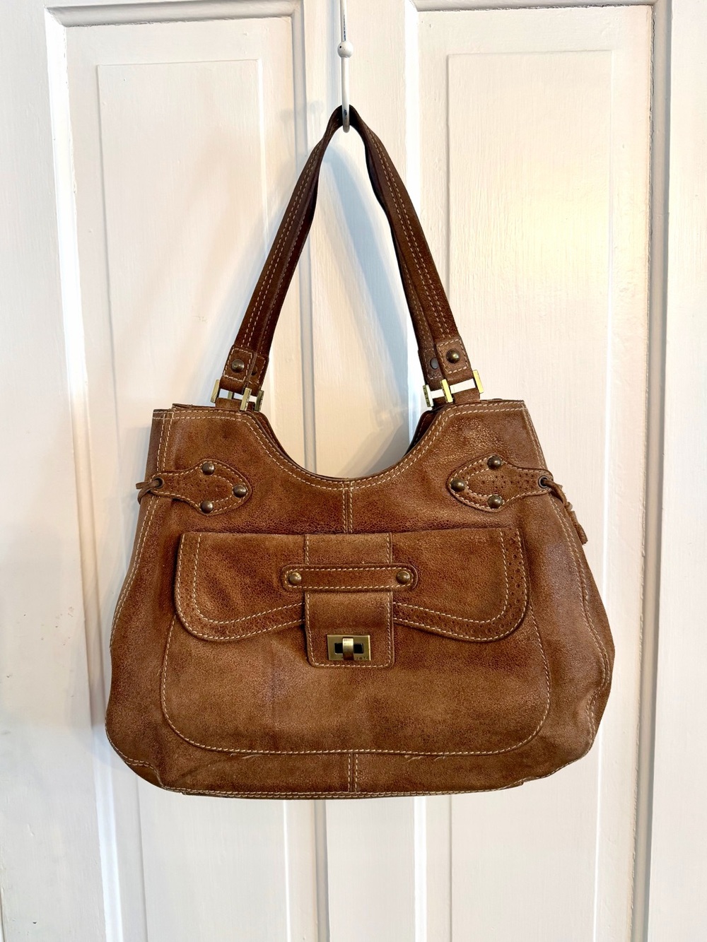 Brown Leather Boho Y2K Shoulder Hobo Bag